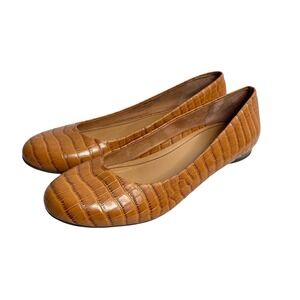 Vionic Hannah croc espresso Ballet Flats Size 9 leather tan